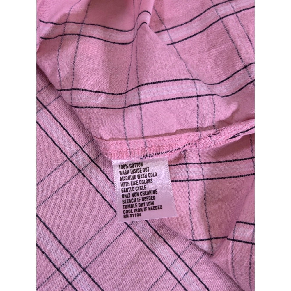 Crown & Ivy Curvy Womens 3X Pink Plaid Ruffle V-Neck 3/4 Sleeve Cotton Blouse - Picture 4 of 6
